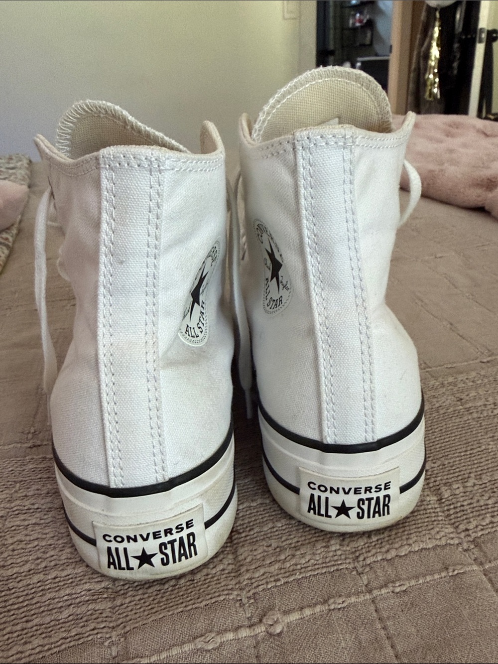 Converse Cream High-Top Platform Sneakers - Picture 3 of 5